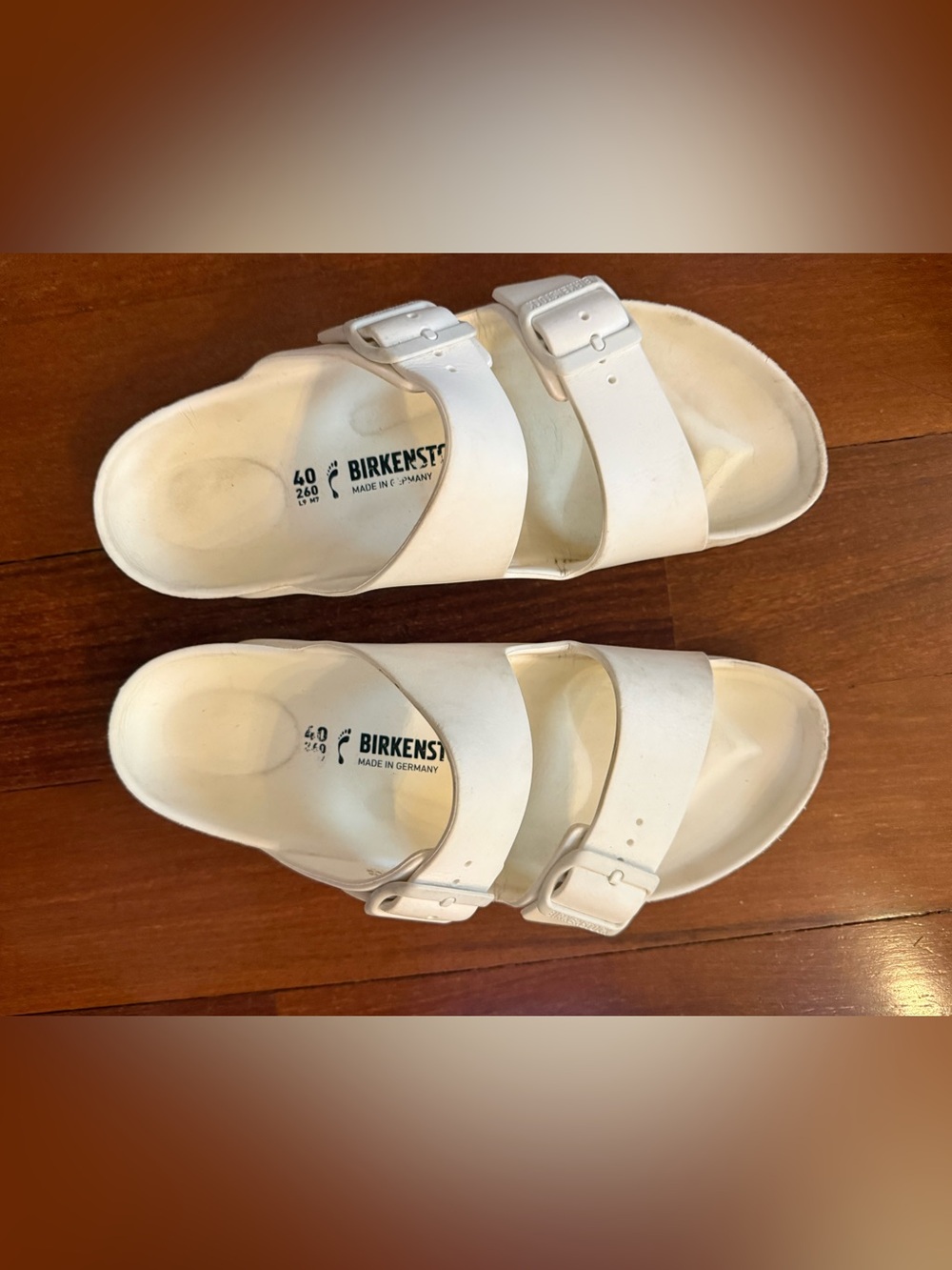 Birkenstock White Arizona Two-Strap Sandals